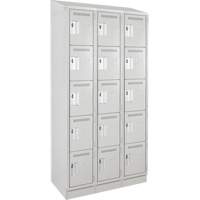 Clean Line Lockers, 5 -tier, Bank of 3, 36" x 18" x 82", Steel, Grey, Rivet (Assembled) Seaboard Timber Mart