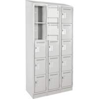 Clean Line Lockers, 5 -tier, Bank of 3, 36" x 18" x 82", Steel, Grey, Rivet (Assembled) Seaboard Timber Mart