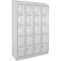 Clean Line Lockers, 5 -tier, Bank of 4, 48" x 18" x 82", Steel, Grey, Rivet (Assembled) Seaboard Timber Mart