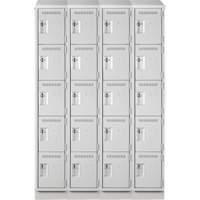 Clean Line Lockers, 5 -tier, Bank of 4, 48" x 18" x 82", Steel, Grey, Rivet (Assembled) Seaboard Timber Mart