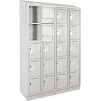 Clean Line Lockers, 5 -tier, Bank of 4, 48" x 18" x 82", Steel, Grey, Rivet (Assembled) Seaboard Timber Mart