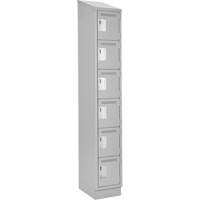 Clean Line Lockerette, 6 -tier, 12" x 18" x 82", Steel, Grey, Rivet (Assembled) Seaboard Timber Mart