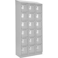 Clean Line Lockerette, 6 -tier, Bank of 3, 36" x 18" x 82", Steel, Grey, Rivet (Assembled) Seaboard Timber Mart