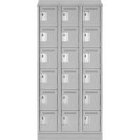 Clean Line Lockerette, 6 -tier, Bank of 3, 36" x 18" x 82", Steel, Grey, Rivet (Assembled) Seaboard Timber Mart