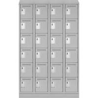 Clean Line Lockerette, 6 -tier, Bank of 4, 48" x 18" x 82", Steel, Grey, Rivet (Assembled) Seaboard Timber Mart