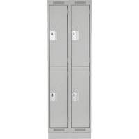Clean Line Lockers, 2 -tier, Bank of 2, 24" x 12" x 76", Steel, Grey, Rivet (Assembled) Seaboard Timber Mart