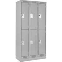 Clean Line Lockers, 2 -tier, Bank of 3, 36" x 12" x 76", Steel, Grey, Rivet (Assembled) Seaboard Timber Mart