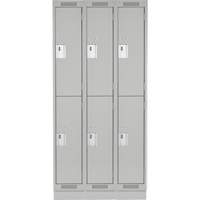 Clean Line Lockers, 2 -tier, Bank of 3, 36" x 12" x 76", Steel, Grey, Rivet (Assembled) Seaboard Timber Mart