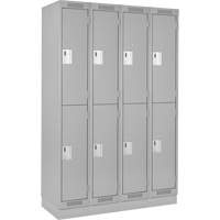 Clean Line Lockers, 2 -tier, Bank of 4, 48" x 12" x 76", Steel, Grey, Rivet (Assembled) Seaboard Timber Mart