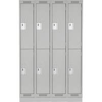 Clean Line Lockers, 2 -tier, Bank of 4, 48" x 12" x 76", Steel, Grey, Rivet (Assembled) Seaboard Timber Mart