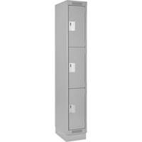 Clean Line Lockers, 3 -tier, 12" x 12" x 76", Steel, Grey, Rivet (Assembled) Seaboard Timber Mart