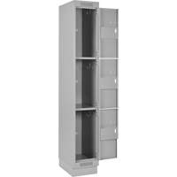 Clean Line Lockers, 3 -tier, 12" x 12" x 76", Steel, Grey, Rivet (Assembled) Seaboard Timber Mart
