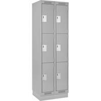 Clean Line Lockers, 3 -tier, Bank of 2, 24" x 12" x 76", Steel, Grey, Rivet (Assembled) Seaboard Timber Mart