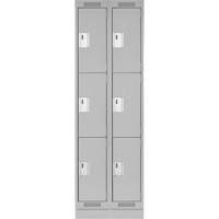 Clean Line Lockers, 3 -tier, Bank of 2, 24" x 12" x 76", Steel, Grey, Rivet (Assembled) Seaboard Timber Mart