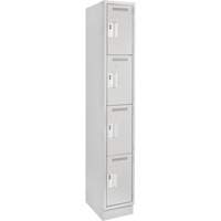 Clean Line Lockers, 4 -tier, 12" x 12" x 76", Steel, Grey, Rivet (Assembled) Seaboard Timber Mart