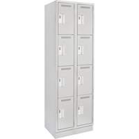 Clean Line Lockers, 4 -tier, Bank of 2, 24" x 12" x 76", Steel, Grey, Rivet (Assembled) Seaboard Timber Mart
