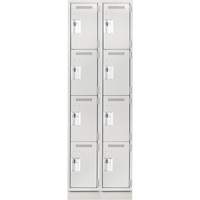 Clean Line Lockers, 4 -tier, Bank of 2, 24" x 12" x 76", Steel, Grey, Rivet (Assembled) Seaboard Timber Mart
