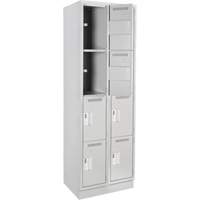 Clean Line Lockers, 4 -tier, Bank of 2, 24" x 12" x 76", Steel, Grey, Rivet (Assembled) Seaboard Timber Mart