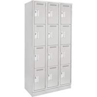 Clean Line Lockers, 4 -tier, Bank of 3, 36" x 12" x 76", Steel, Grey, Rivet (Assembled) Seaboard Timber Mart