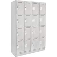 Clean Line Lockers, 4 -tier, Bank of 4, 48" x 12" x 76", Steel, Grey, Rivet (Assembled) Seaboard Timber Mart