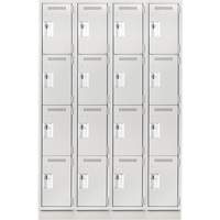 Clean Line Lockers, 4 -tier, Bank of 4, 48" x 12" x 76", Steel, Grey, Rivet (Assembled) Seaboard Timber Mart