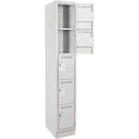Assembled Clean Line Personal Effects Lockers, 5 -tier, 15" x 76" x 12", Steel Seaboard Timber Mart