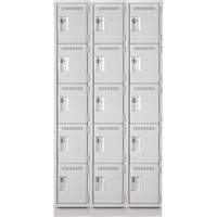 Casiers &agrave; effets personnels et assembl&eacute;s Clean Line, 5 niveaux, Bloc de 3, 15" x 76" x 36", Acier Seaboard Timber Mart