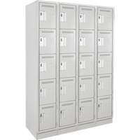 Assembled Clean Line Personal Effects Lockers, 5 -tier, Bank of 4, 15" x 76" x 48", Steel Seaboard Timber Mart