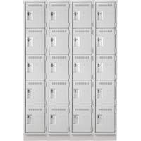 Assembled Clean Line Personal Effects Lockers, 5 -tier, Bank of 4, 15" x 76" x 48", Steel Seaboard Timber Mart