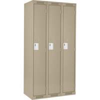 Clean Line Lockers, Bank of 3, 45" x 18" x 72", Steel, Beige, Rivet (Assembled) Seaboard Timber Mart
