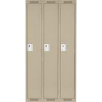 Clean Line Lockers, Bank of 3, 45" x 18" x 72", Steel, Beige, Rivet (Assembled) Seaboard Timber Mart