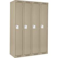 Clean Line Lockers, Bank of 4, 48" x 18" x 72", Steel, Beige, Rivet (Assembled) Seaboard Timber Mart