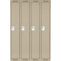 Clean Line Lockers, Bank of 4, 48" x 18" x 72", Steel, Beige, Rivet (Assembled) Seaboard Timber Mart