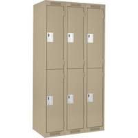 Clean Line Lockers, 2 -tier, Bank of 3, 36" x 18" x 72", Steel, Beige, Rivet (Assembled) Seaboard Timber Mart