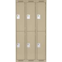 Clean Line Lockers, 2 -tier, Bank of 3, 36" x 18" x 72", Steel, Beige, Rivet (Assembled) Seaboard Timber Mart