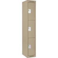 Clean Line Lockers, 3 -tier, 12" x 18" x 72", Steel, Beige, Rivet (Assembled) Seaboard Timber Mart