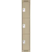 Clean Line Lockers, 3 -tier, 12" x 18" x 72", Steel, Beige, Rivet (Assembled) Seaboard Timber Mart