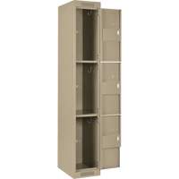 Clean Line Lockers, 3 -tier, 12" x 18" x 72", Steel, Beige, Rivet (Assembled) Seaboard Timber Mart