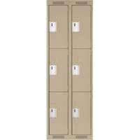 Clean Line Lockers, 3 -tier, Bank of 2, 24" x 18" x 72", Steel, Beige, Rivet (Assembled) Seaboard Timber Mart