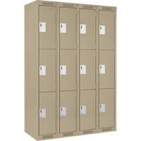 Clean Line Lockers, 3 -tier, Bank of 4, 48" x 18" x 72", Steel, Beige, Rivet (Assembled) Seaboard Timber Mart