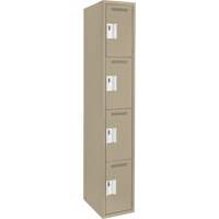 Clean Line Lockers, 4 -tier, 12" x 18" x 72", Steel, Beige, Rivet (Assembled) Seaboard Timber Mart