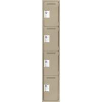 Clean Line Lockers, 4 -tier, 12" x 18" x 72", Steel, Beige, Rivet (Assembled) Seaboard Timber Mart
