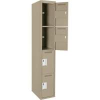 Clean Line Lockers, 4 -tier, 12" x 18" x 72", Steel, Beige, Rivet (Assembled) Seaboard Timber Mart