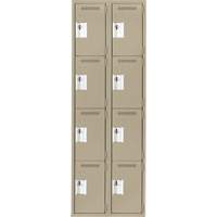 Clean Line Lockers, 4 -tier, Bank of 2, 24" x 18" x 72", Steel, Beige, Rivet (Assembled) Seaboard Timber Mart