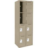 Clean Line Lockers, 4 -tier, Bank of 2, 24" x 18" x 72", Steel, Beige, Rivet (Assembled) Seaboard Timber Mart