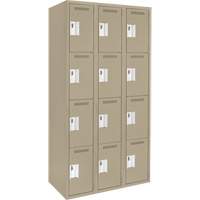 Clean Line Lockers, 4 -tier, Bank of 3, 36" x 18" x 72", Steel, Beige, Rivet (Assembled) Seaboard Timber Mart