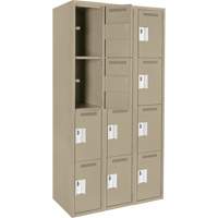 Clean Line Lockers, 4 -tier, Bank of 3, 36" x 18" x 72", Steel, Beige, Rivet (Assembled) Seaboard Timber Mart