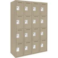 Clean Line Lockers, 4 -tier, Bank of 4, 48" x 18" x 72", Steel, Beige, Rivet (Assembled) Seaboard Timber Mart