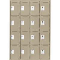 Clean Line Lockers, 4 -tier, Bank of 4, 48" x 18" x 72", Steel, Beige, Rivet (Assembled) Seaboard Timber Mart