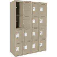 Clean Line Lockers, 4 -tier, Bank of 4, 48" x 18" x 72", Steel, Beige, Rivet (Assembled) Seaboard Timber Mart